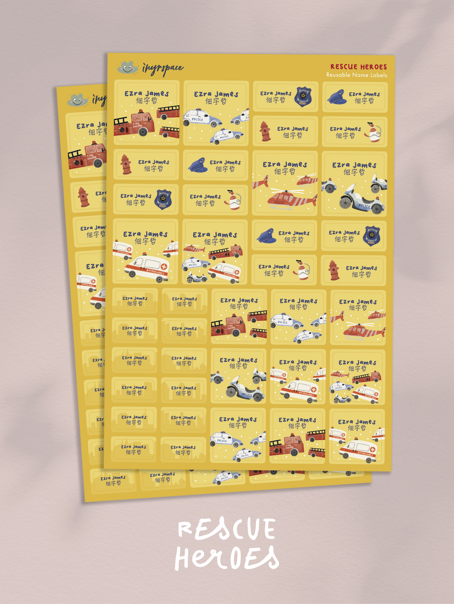 Rescue Heroes Name Labels