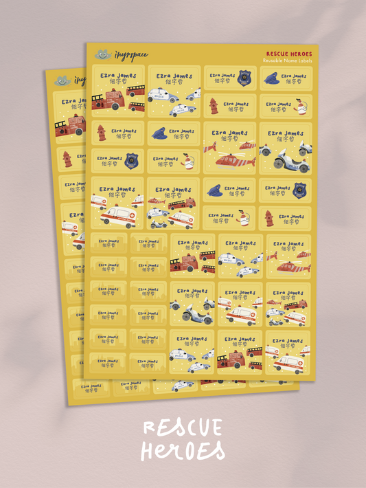 Rescue Heroes Name Labels