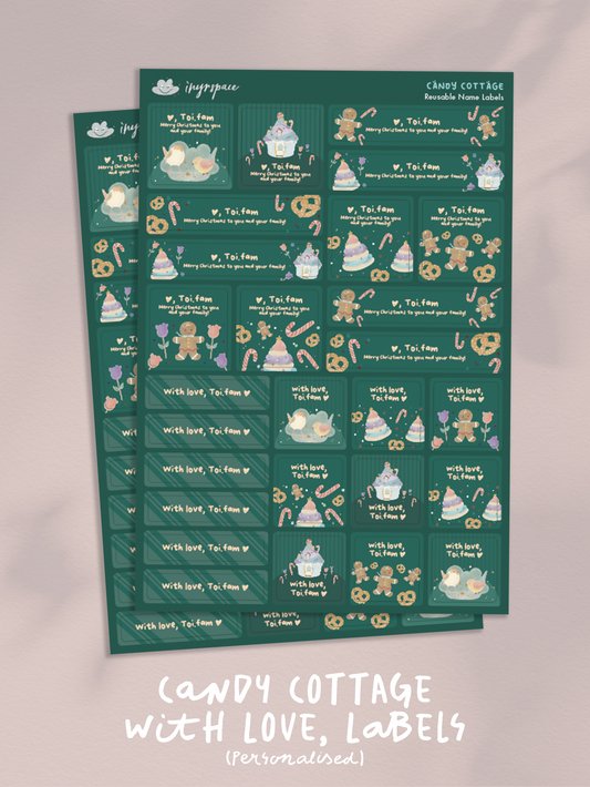 Candy Cottage (Customisable) Name Labels